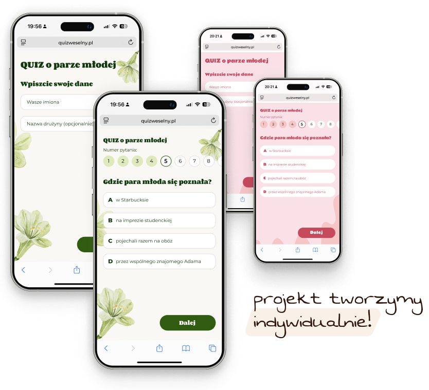 Quiz weselny – łatwy dostęp z telefonu