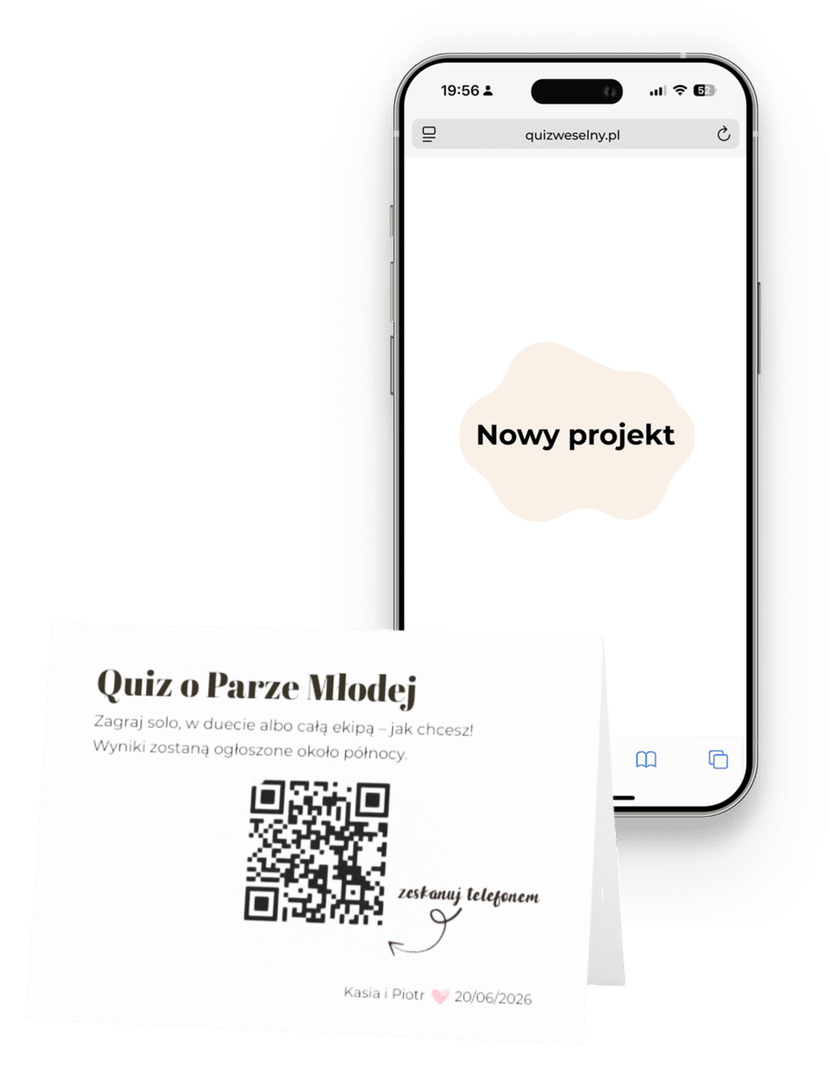Wzór quizu weselnego - Personalizowany, nowy design dla Ciebie