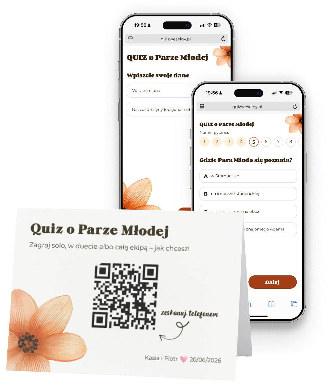 Wzór quizu weselnego - Orange flower