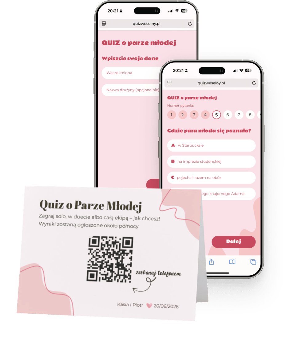 Wzór quizu weselnego - Retro wave