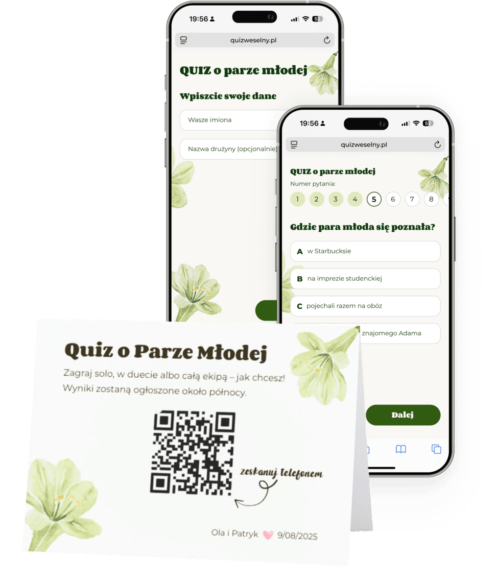 Wzór quizu weselnego - Green flower